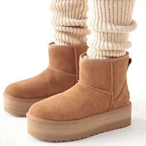 UGG Chestnut Platform Suede Ankle Boots